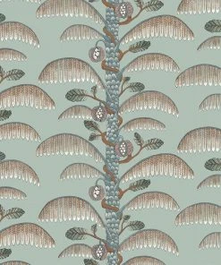 Josephine Munsey Rose & Thorn Palm Stripe Wallpaper In Spicer Brown