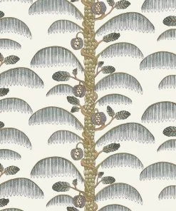 Josephine Munsey Rose & Thorn Palm Stripe Wallpaper In Spicer Brown