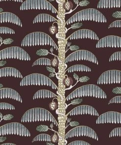 Josephine Munsey Rose & Thorn Palm Stripe Wallpaper In Spicer Brown