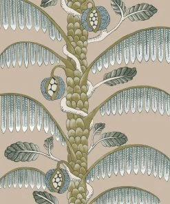 Josephine Munsey Rose & Thorn Palm Stripe Wallpaper In Radmoor Blue