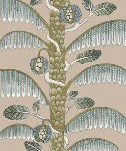 Josephine Munsey Palm Stripe Wallpaper In Edge Sand Rose & Thorn