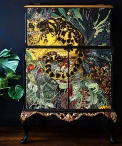 Lady Griddilebone Leopardess Vintage Drinks Cabinet Rose & Thorn