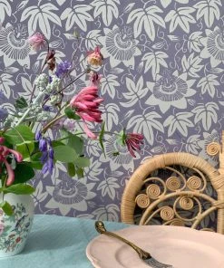 The Monkey Puzzle Tree Lilac And Silver Passion Flower Wallpaper By Alexis Snell
