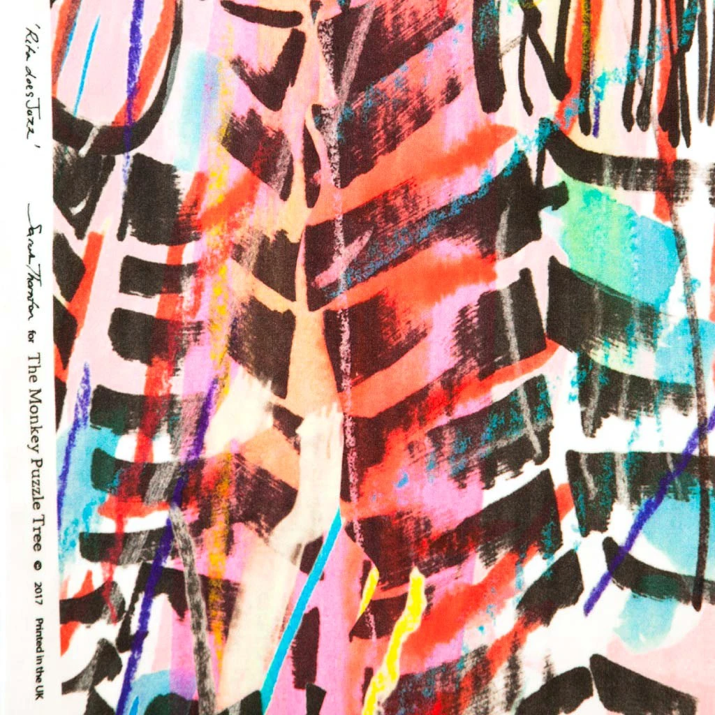 The Monkey Puzzle Tree 'Rita Does Jazz' Velvet Fabric by Sarah Thornton | Abstract Homeware Collection 7 The Monkey Puzzle Tree New 'Rita Does Jazz' Velvet By Sarah Thornton
