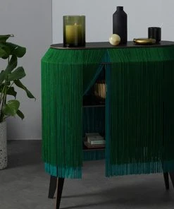 Ibride Baby Alpaga Fringed Bedside Table Sparkling Green Bohemian Dream