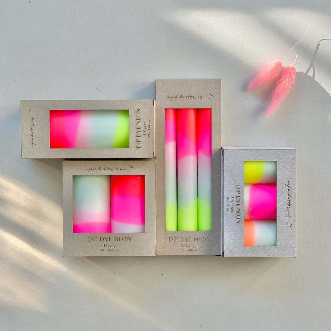 Pink Stories Neon Taper Candles - Coconut Waterfall Design, Perfect for Gifts & Home Decor 5 Pink Stories Neon Taper Candles Coconut Waterfall New