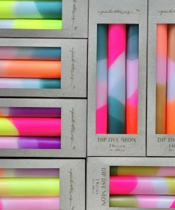 Pink Stories Neon Taper Candles - Set of 3 Spring Sorbet Candles for Home Decor & Gifts 11 Pink Stories Neon Taper Candles Spring Sorbet - Set Of 3 New