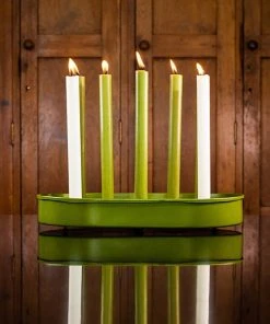 British Colour Standard New Oval Metal Candle Platter - Olive