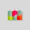 Pink Stories Neon Pillar Candles Trio - Rainbow Drops Bohemian Dream