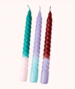 Rice By Rice Twisted Trio Of Candles, Pastel New