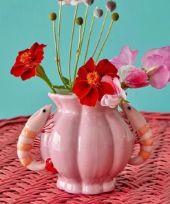 Rice By Rice Pink Prawn Ceramic Vase Rose & Thorn