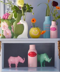 Rice By Rice New RHINO METAL FLOWER POT - SOFT PINK