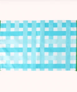 Rice By Rice Gingham Cotton Placemat In Blue & Green New