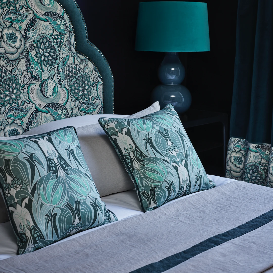 Liberty Fabrics Katherine Nouveau Emberton Linen in Jade - Bohemian Dream Collection 4 Liberty Fabrics Katherine Nouveau Emberton Linen, Jade New