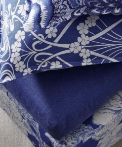 Liberty Fabrics New Ianthe Bloom Stencil Chiltern Linen, Lapis