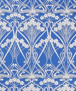 Liberty Fabrics New Ianthe Bloom Stencil Chiltern Linen, Lapis