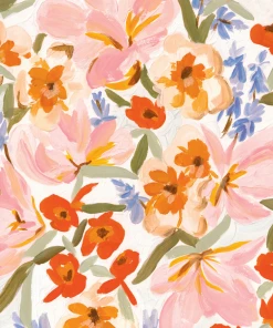 Candice Gray Brushstroke Floral Print New