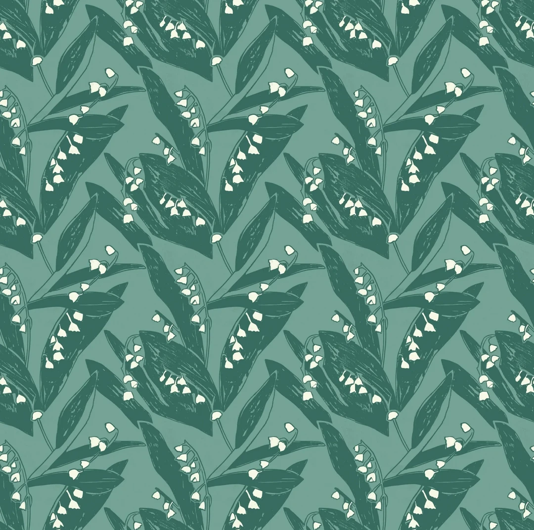 Annika Reed Studio Lily Of The Valley Wallpaper - Leaves At Midnight | Floral Block Print Wallpaper 5 Annika Reed Studio Lily Of The Valley Wallpaper, Leaves At Midnight