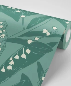 Annika Reed Studio Lily Of The Valley Wallpaper - Leaves At Midnight | Floral Block Print Wallpaper 12 Annika Reed Studio Lily Of The Valley Wallpaper, Leaves At Midnight