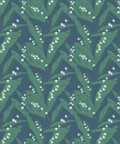 Annika Reed Studio Lily Of The Valley Wallpaper, Leaves At Midnight