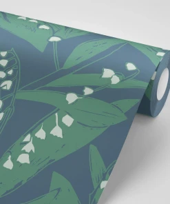 Annika Reed Studio Lily Of The Valley Wallpaper - Leaves At Midnight | Floral Block Print Wallpaper 13 Annika Reed Studio Lily Of The Valley Wallpaper, Leaves At Midnight