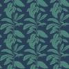 Annika Reed Studio Rubber Plant Wallpaper - Leaves At Midnight | Block Printed & Repeat Wallpapers 1 Annika Reed Studio Rubber Plant Wallpaper, Leaves At Midnight