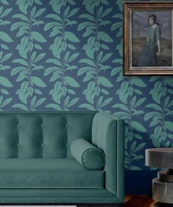 Annika Reed Studio Rubber Plant Wallpaper - Leaves At Midnight | Block Printed & Repeat Wallpapers 12 Annika Reed Studio Rubber Plant Wallpaper, Leaves At Midnight