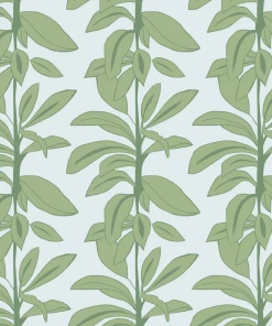 Annika Reed Studio Rubber Plant Wallpaper, Rubber Blue