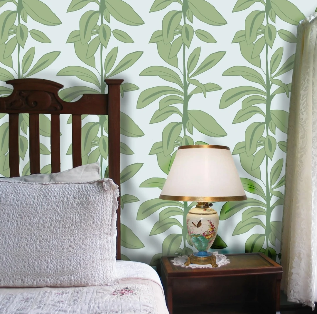 Annika Reed Studio Rubber Plant Wallpaper - Leaves At Midnight | Block Printed & Repeat Wallpapers 9 Annika Reed Studio Rubber Plant Wallpaper, Leaves At Midnight