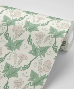 Annika Reed Studio Bindweed Wallpaper - Pink Trumpet Floral Design | Block Printed & Repeat Wallpaper 7 Annika Reed Studio Bindweed Wallpaper, Pink Trumpet