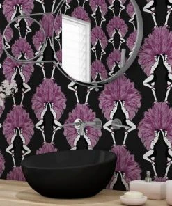 The Graduate Collection Showgirls Wallpaper Metallic Pink & Black New