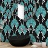 The Graduate Collection New Showgirls Wallpaper Metallic Teal & Black