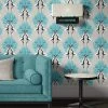 The Graduate Collection New Showgirls Wallpaper Metallic Teal & Cream