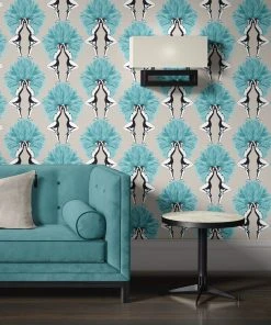 The Graduate Collection New Showgirls Wallpaper Metallic Teal & Cream
