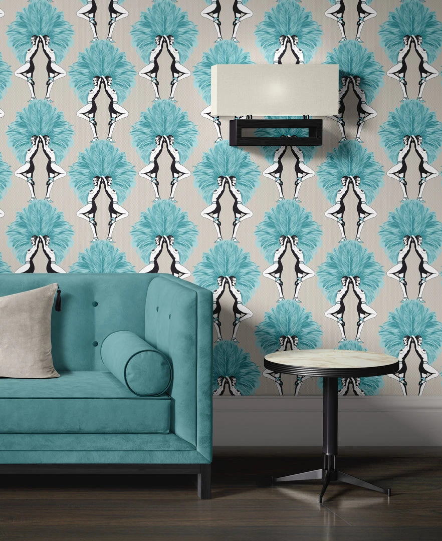The Graduate Collection New Showgirls Wallpaper - Metallic Teal & Cream | Havana Tropicana 3 The Graduate Collection New Showgirls Wallpaper Metallic Teal & Cream