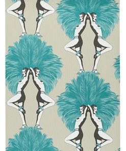 The Graduate Collection New Showgirls Wallpaper Metallic Teal & Cream