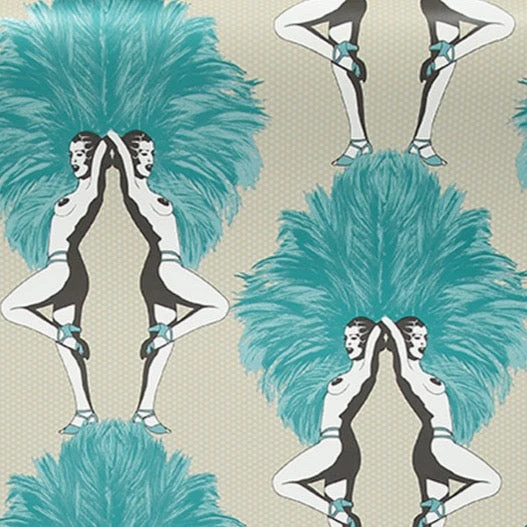 The Graduate Collection New Showgirls Wallpaper - Metallic Teal & Cream | Havana Tropicana 7 The Graduate Collection New Showgirls Wallpaper Metallic Teal & Cream