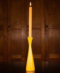 British Colour Standard Wooden Candle Holder Tall - Saffron Yellow