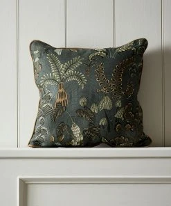Josephine Munsey Woodland Floor Fabric Cushion Petrol
