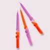 Pink Stories Neon Dip Dye Swirl Taper Candles Amazing Lavender - Set Of 3