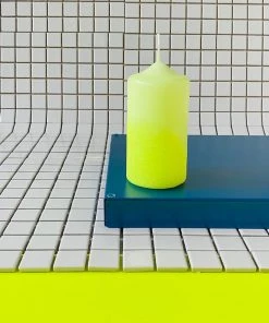 Pink Stories Neon Dip Dye Glitter Pillar Candle - Yellow