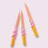 Pink Stories Neon Dip Dye Swirl Taper Candles Valentine Promise - Set Of 3 New
