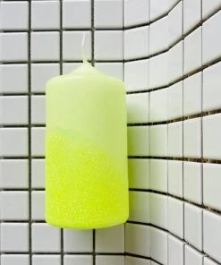 Pink Stories Neon Dip Dye Glitter Pillar Candle - Yellow