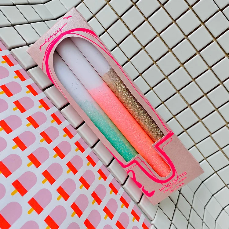 Pink Stories Dip Dye Glitter Anniversary Gift Set - Boxed Set of 3 Candles | Bohemian Dream Collection 6 Pink Stories Dip Dye Glitter Special Anniversary - Boxed Set Of 3 New