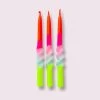 Pink Stories Neon Dip Dye Swirl Taper Candles Lollipop Flowers - Set Of 3 New