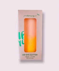 Pink Stories New Neon Dip Dye Glitter Pillar Candle - Orange