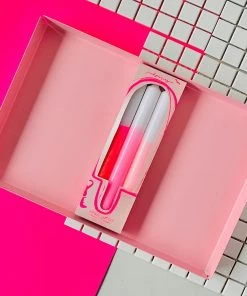 Pink Stories Dip Dye Glitter Taper Candles Girls Night - Set Of 3