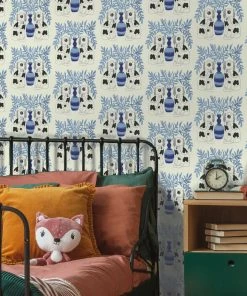 Annika Reed Studio New Pair Of Dogs Wallpaper - Delft Blue