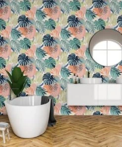 Brand Mckenzie Abstract Jungle Wallpaper, Teal Blue