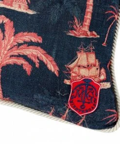 Mind The Gap Aegean Dark Linen Cushion Blue Skies Ahead